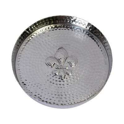 Image of Hammered Aluminum Fleur de Lis Tray 13"